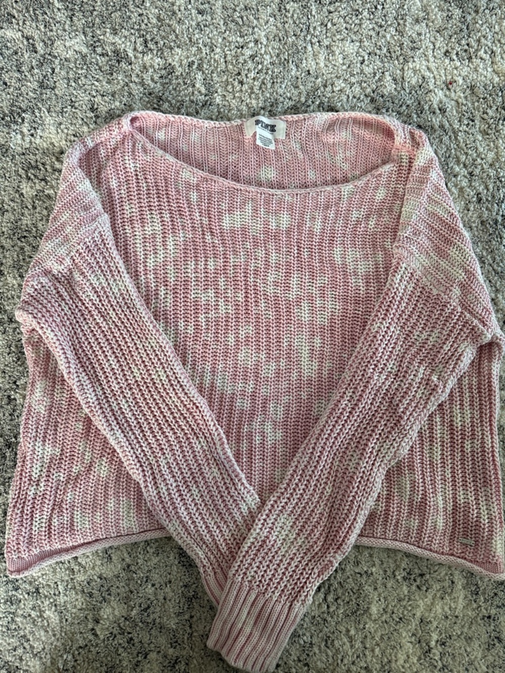 PINK Victoria's Secret Pink & Cream Marled Scoop-Neck Sweater